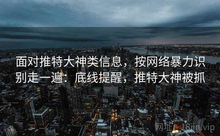 面对推特大神类信息，按网络暴力识别走一遍：底线提醒，推特大神被抓